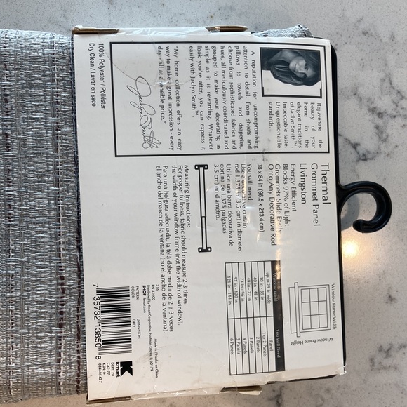 84” length drapes/blinds Thermal grommet panel, gray with white and brown thread - Picture 3 of 3